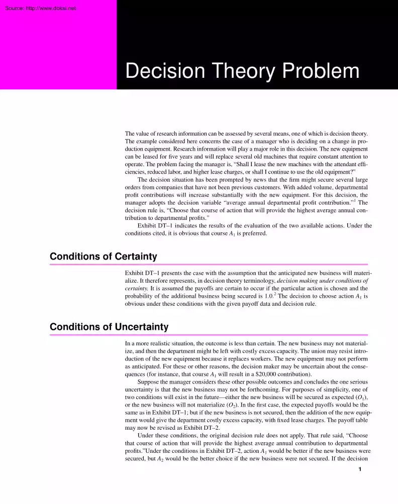 Decision Theory Problem