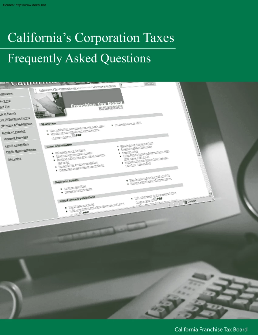 California Corporation Taxes, Frequently Asked Questions