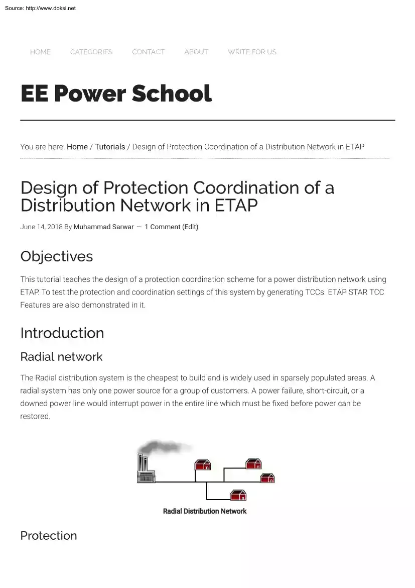 Muhammad Sarwar - Design of Protection Coordination of a Distribution Network in ETAP