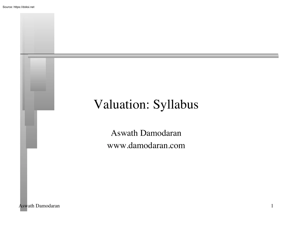 Aswath Damodaran - Valuation, syllabus