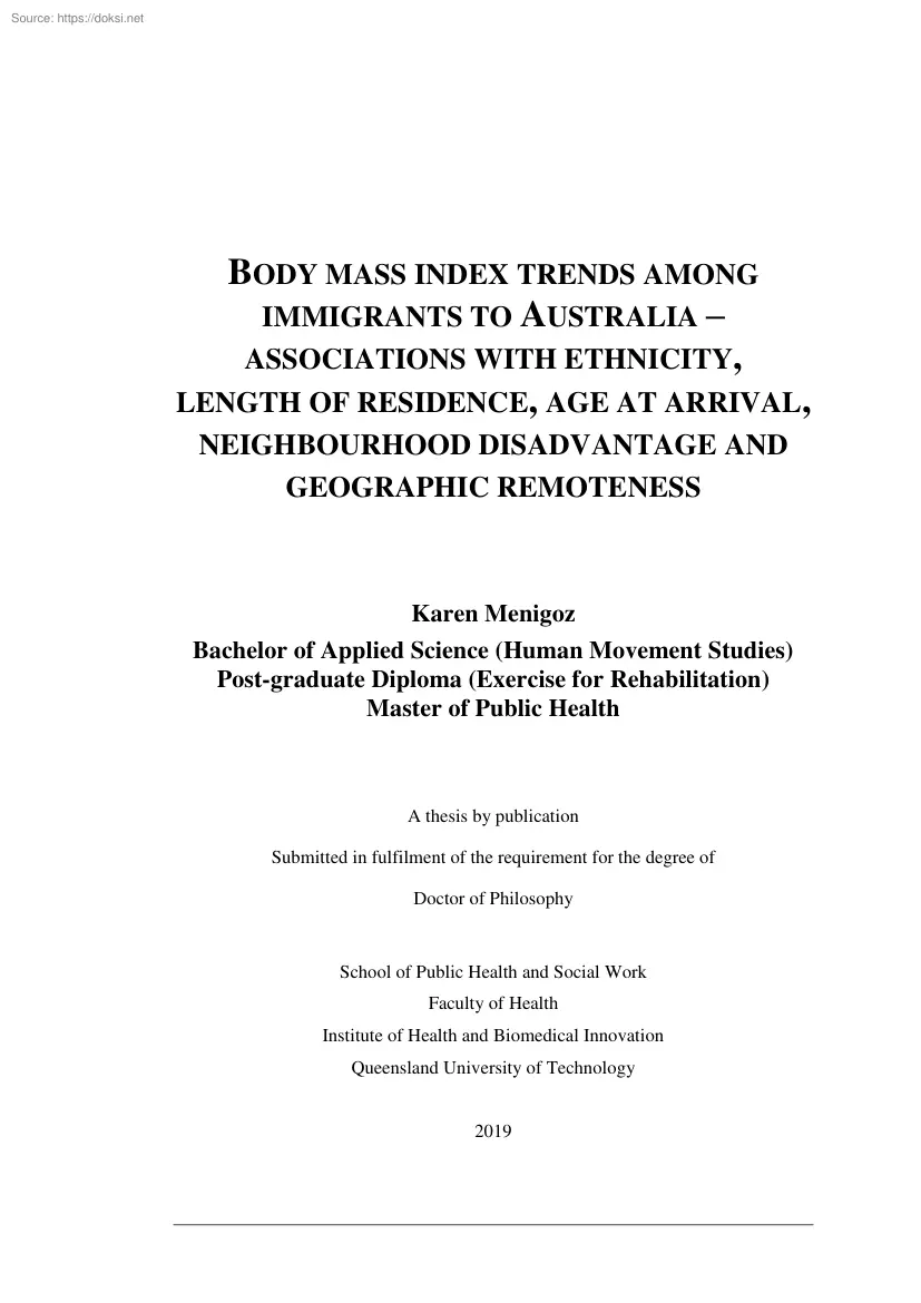 Karen Menigoz - Body mass index trends among immigrants to Australia