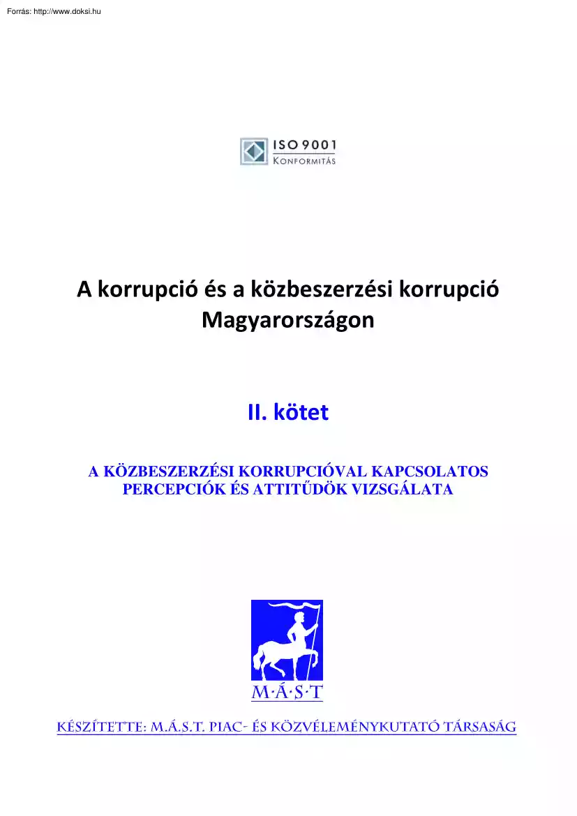 Korrupciós közbeszerzési kutatás Magyarországon, II. kötet