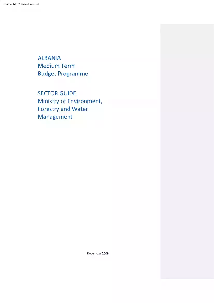 Ministry of Environment, Forestry and Water Management, Sector Guide