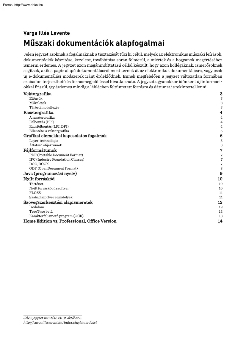 Varga Illés Levente - Műszaki dokumentációk alapfogalmai