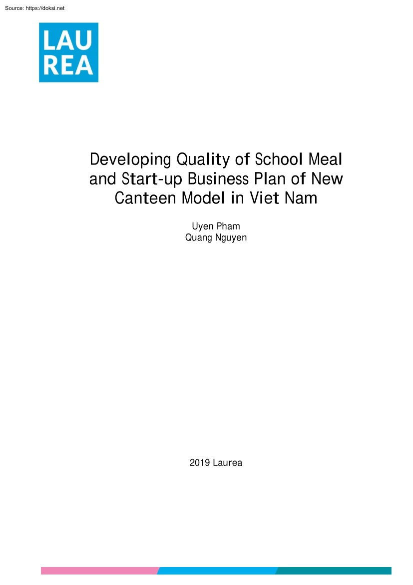 Pham-Nguyen - Developing Quality of School Meal and Start-up Business Plan of New Canteen Model in Viet Nam