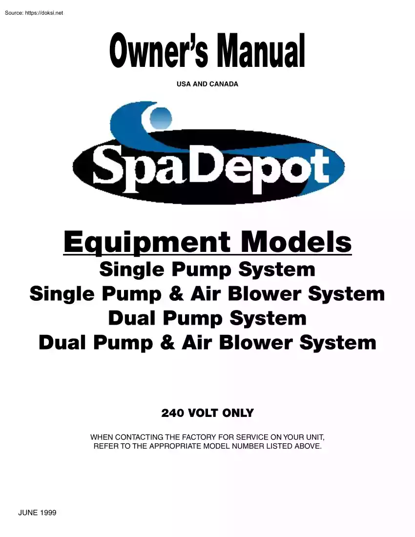 Owners Manual, SpaDepot