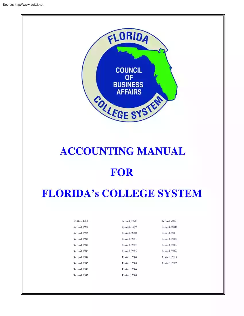 Accounting Manual for Floridas College System