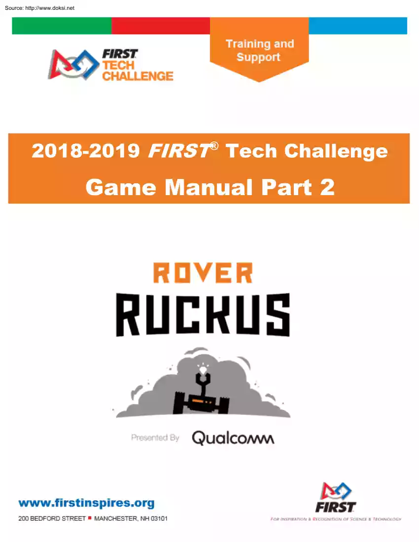 First Tech Challenge, Game Manual Part 1