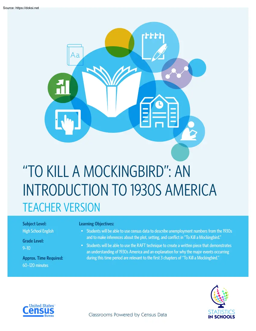 To Kill a Mockingbird, An Introduction to 1930s America, Teacher Version