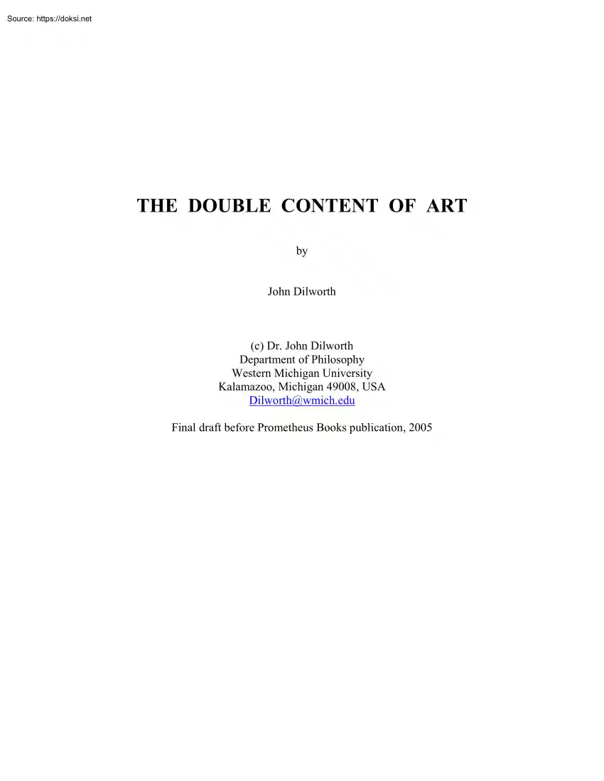 John Dilworth - The Double Content of Art