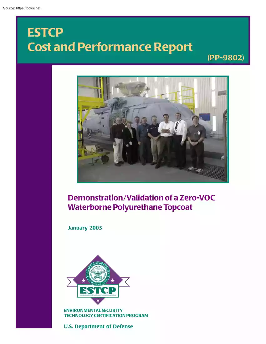 ESTCP Cost and Performance Report, DemonstrationValidation of a Zero-VOC, Waterborne Polyurethane Topcoat
