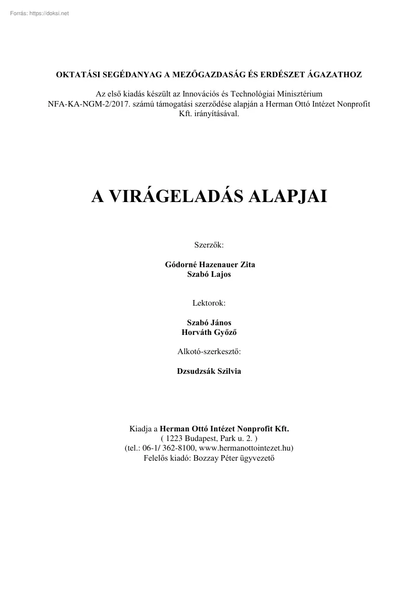 Gódorné-Szabó - A virágeladás alapjai