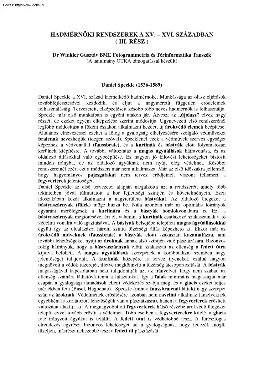 Dr. Winkler Gusztáv - Hadmérnöki rendszerek a XIII-XVI. században III
