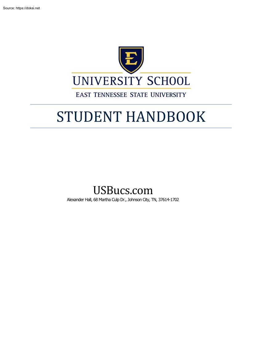 University School, East Tennessee State University, Student Handbook