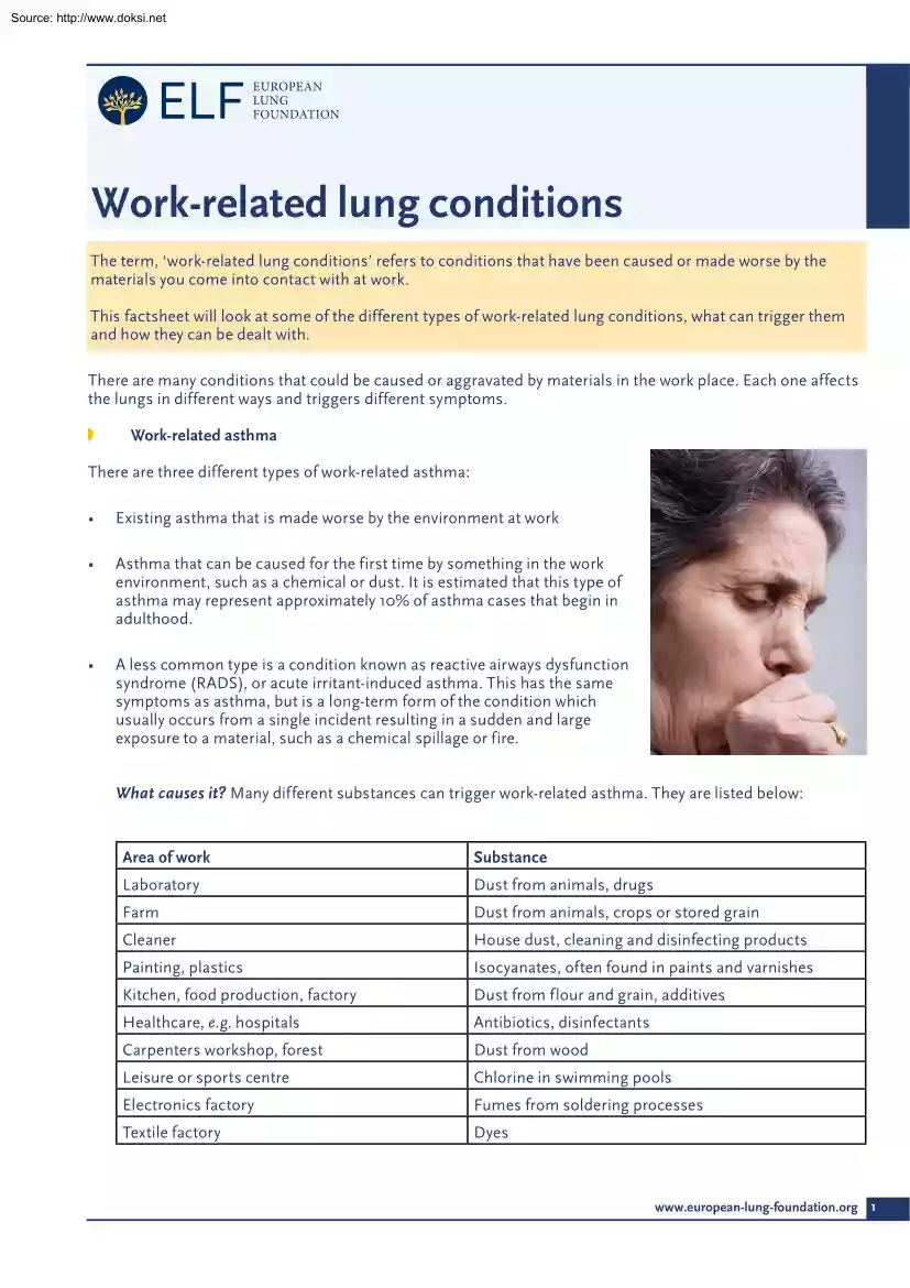 Work Related Lung Conditions