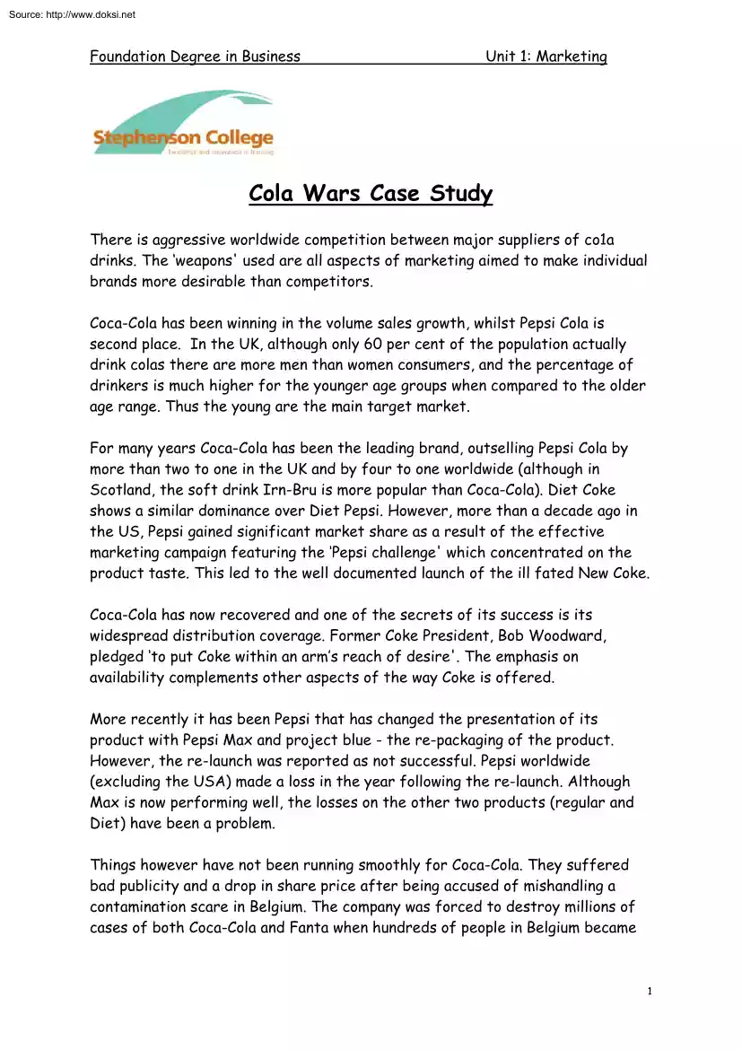 Cola Wars Case Study