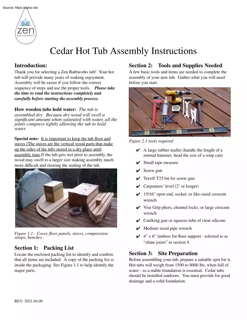 Cedar Hot Tub Assembly Instructions