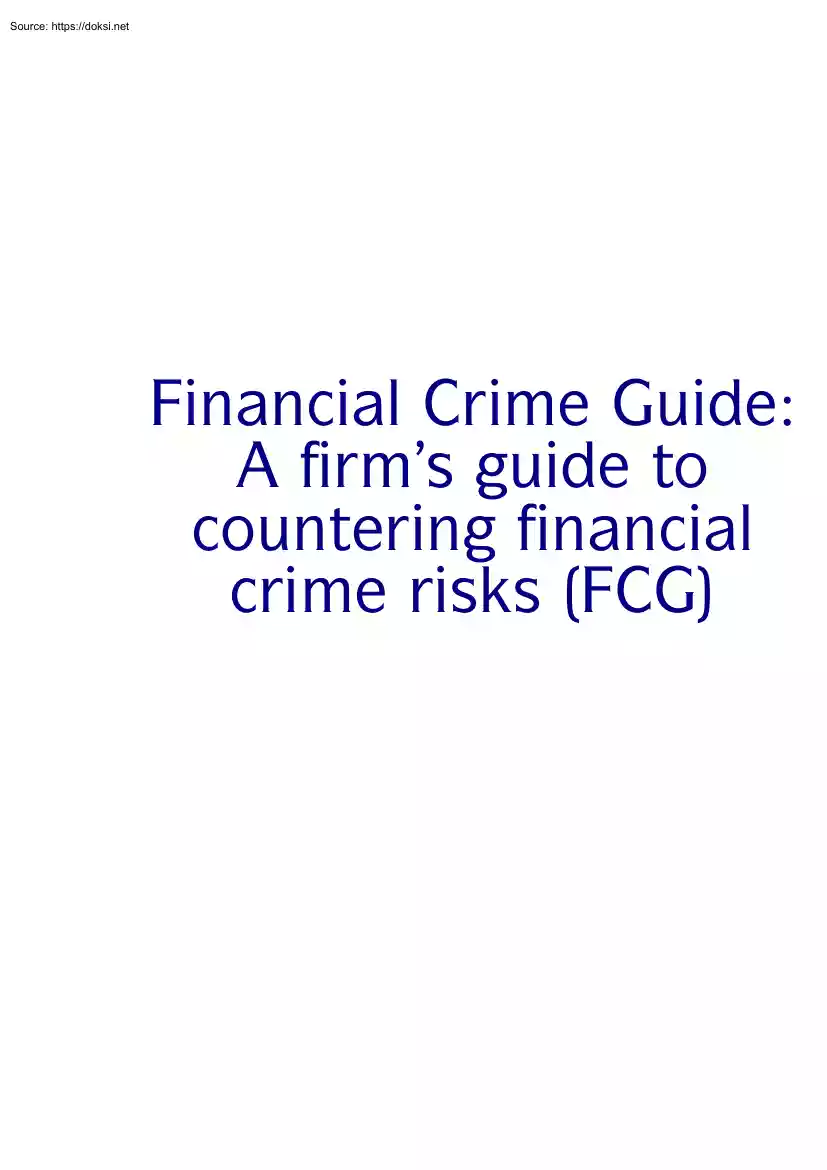 Financial Crime Guide, A Firms Guide to Countering Financial Crime Risks, FCG