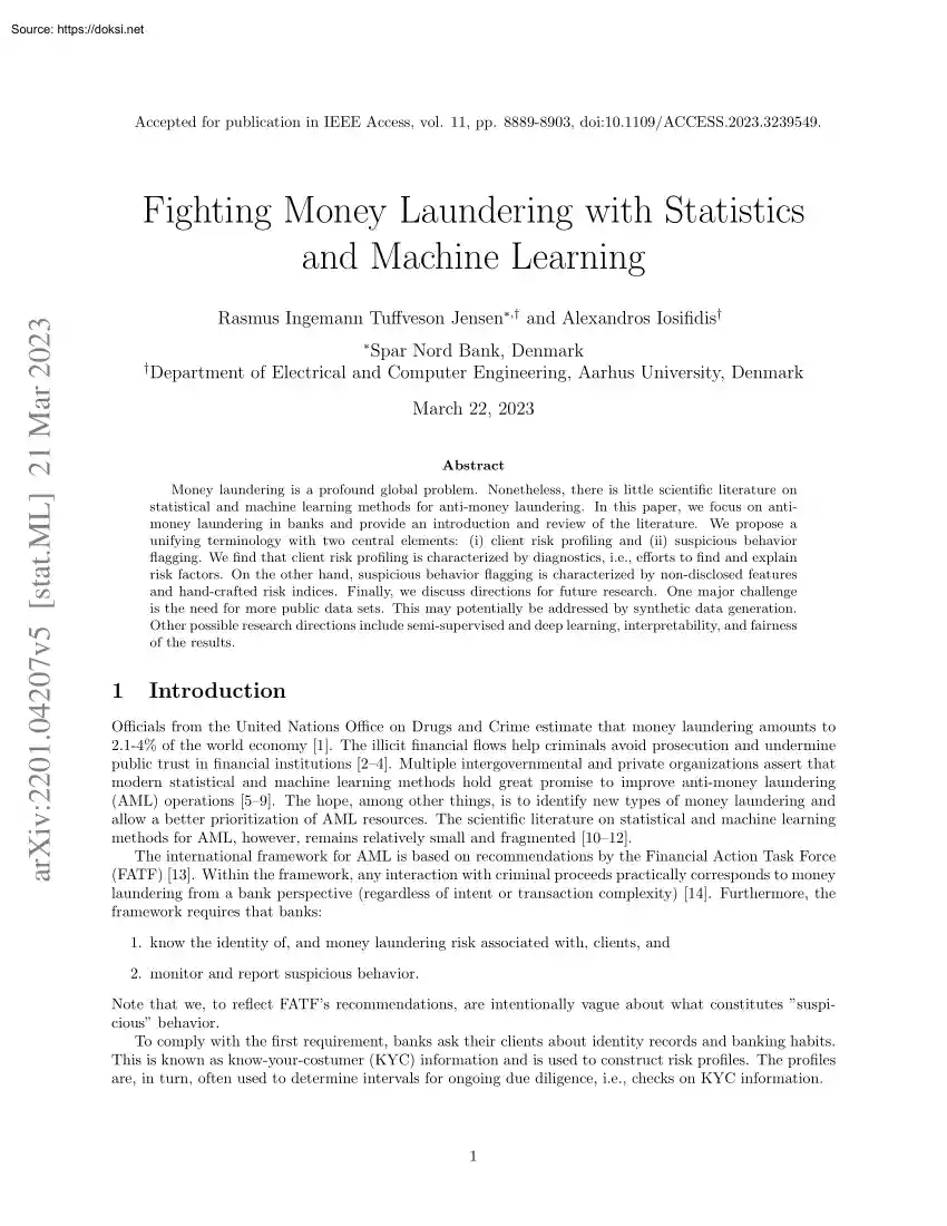 Rasmus-Alexandros-Spar - Fighting Money Laundering with Statistics and Machine Learning