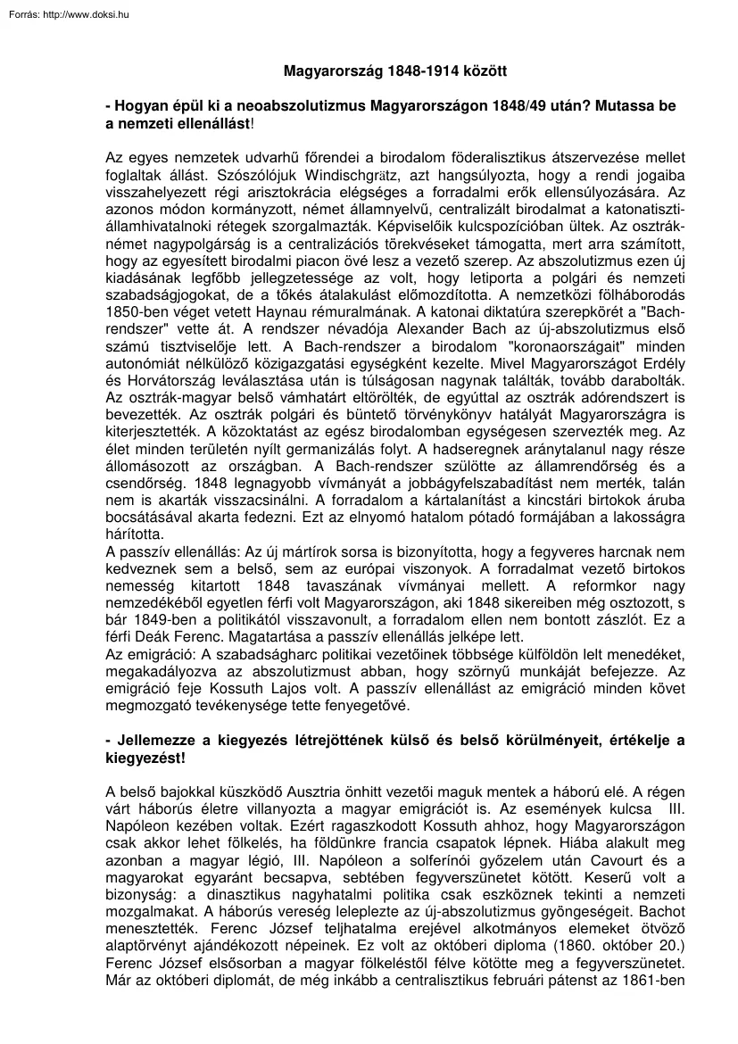 Magyarország 1848-1914 között