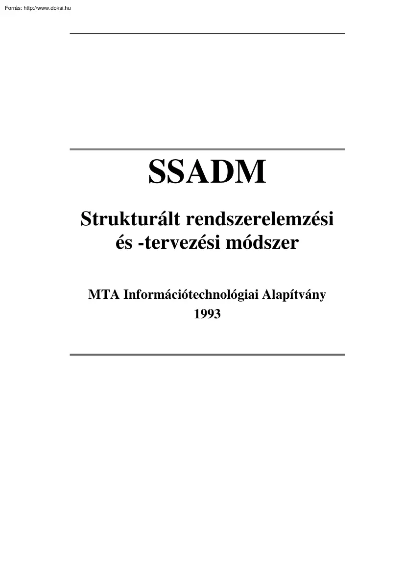 MTA SSADM strukturált rendszerelemzési és tervezési módszer