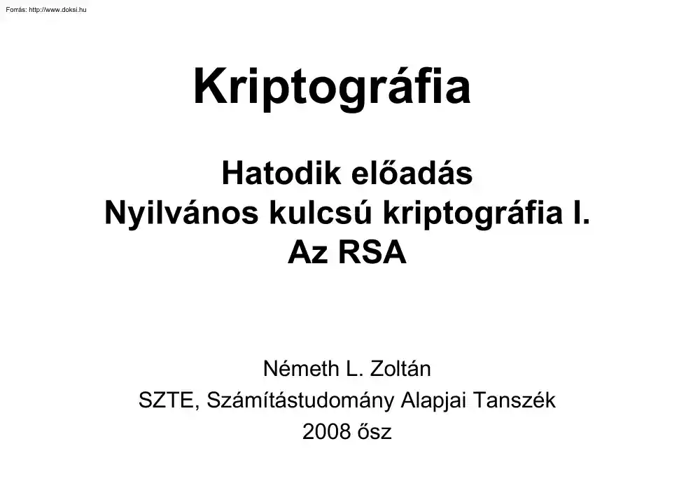 Németh L. Zoltán - Kriptográfia
