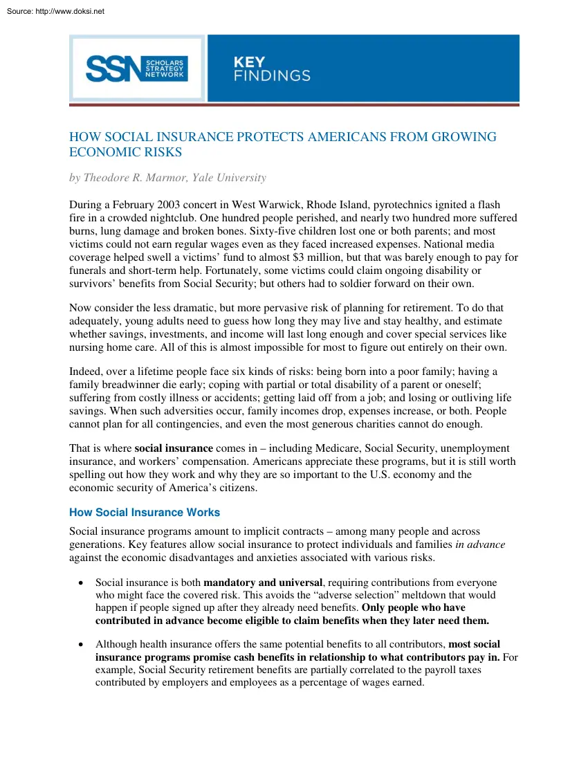 Theodore R. Marmor - How Social Insurance Protects Americans from Growing Economic Risks