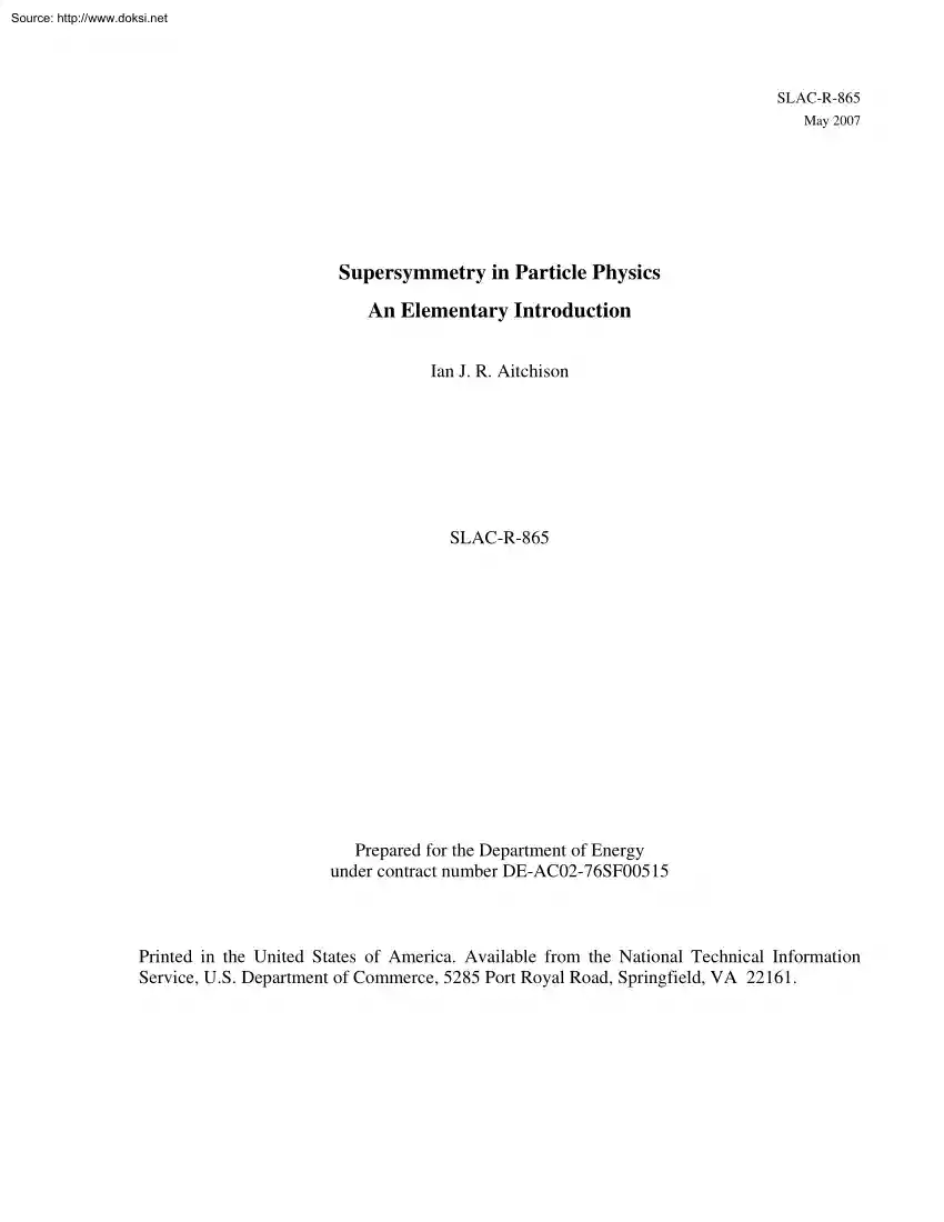 Ian J. R. Aitchison - Supersymmetry in Particle Physics, An Elementary Introduction