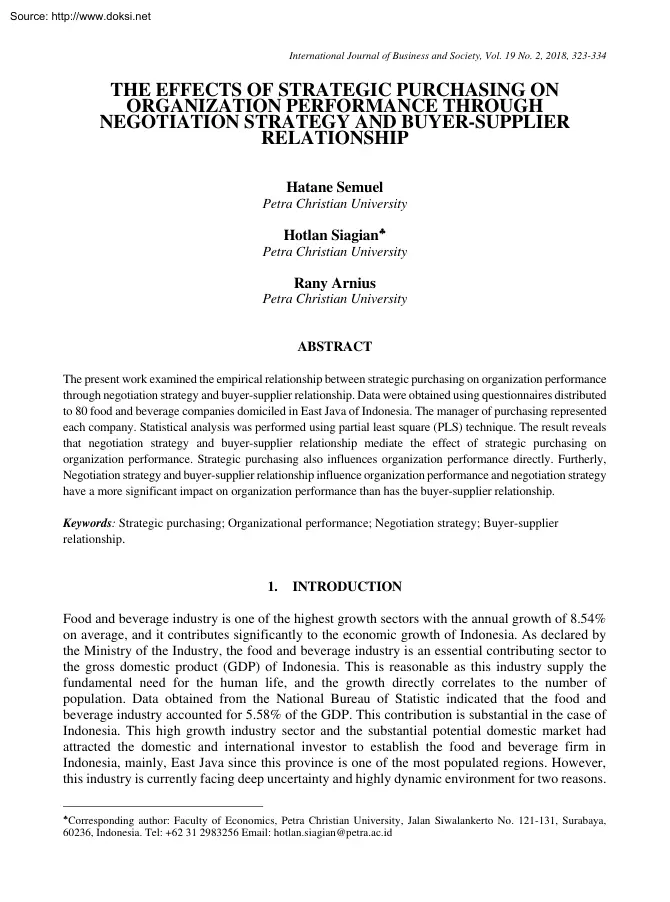 Semuel-Siagian-Arnius - The Effects of Strategic Purchasing on Organization Performance Through