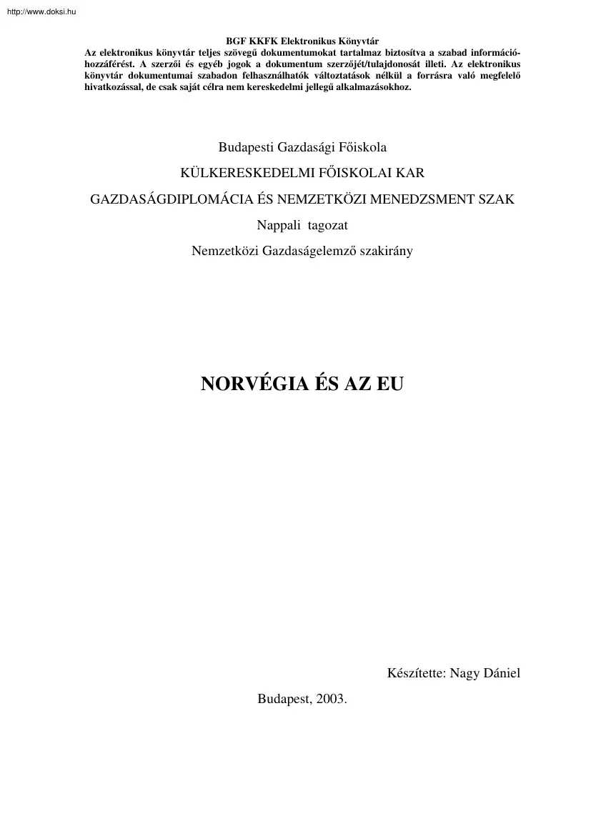 Nagy Dániel - Norvégia és az EU