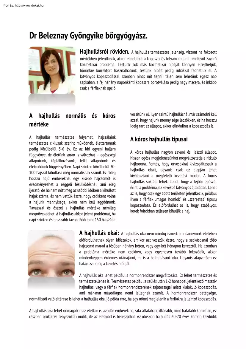 Dr. Beleznay Gyöngyike - Hajhullásról