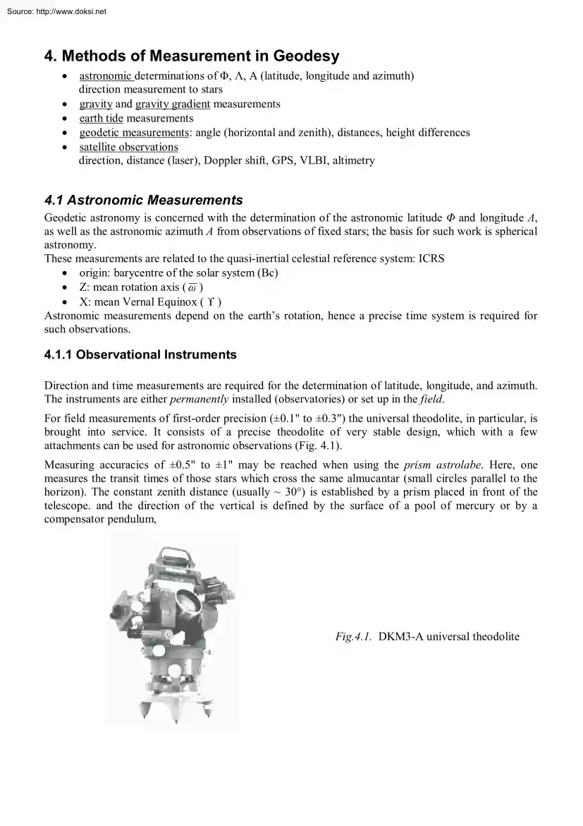 Methods of Measurement in Geodesy