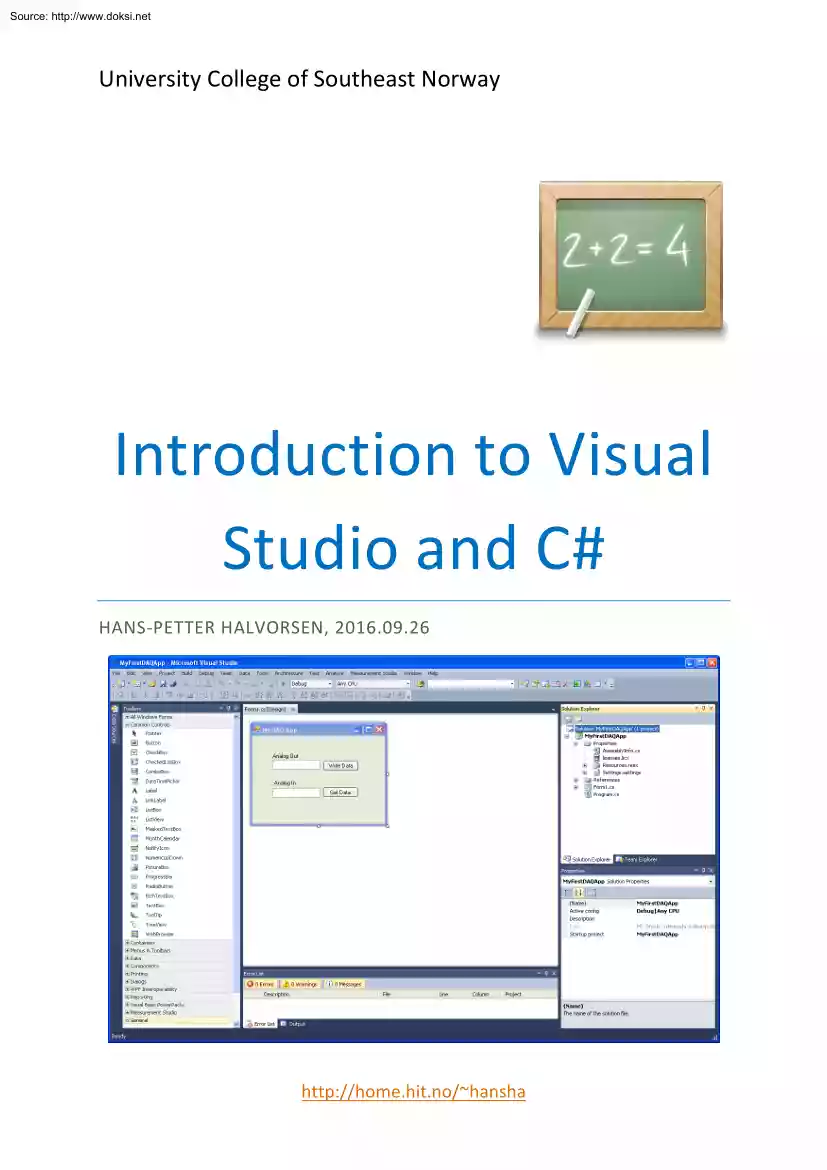 Hans-Petter Halvorsen - Introduction to Visual Studio and C