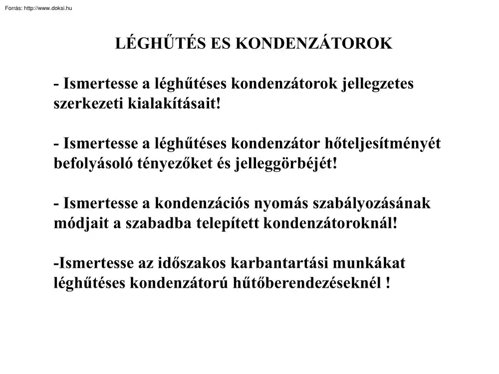 Léghűtéses kondenzátorok
