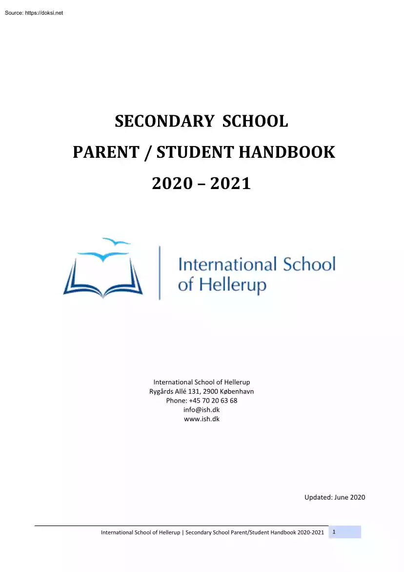 International School of Hellerup, Student Handbook