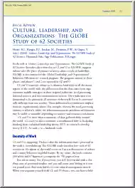Culture, Leadership and Organizations, The Globe Study of 62 Societies