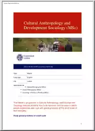 Cultural Anthropology and Development Sociology, MSC programme