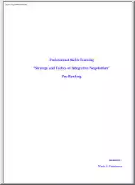 Maria G. Yatmanova - Professional Skills Training Strategy and Tactics of Integrative Negotiation Pre-Reading