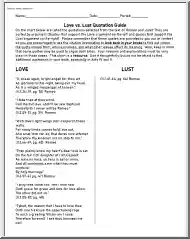 Romeo and Juliet, Love Lust Quote Chart