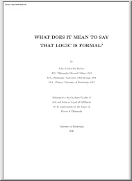 John Gordon MacFarlane - What Does it Mean to Say that Logic is Formal