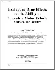 Evaluating Drug Effects on the Ability to Operate a Motor Vehicle Guidance for Industry