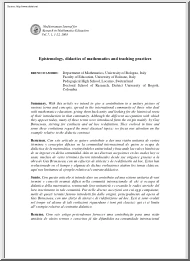 Epistemology, Didactics of Mathematics and Teaching Practices