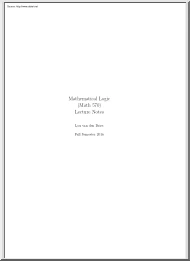 Lou van den Dries - Mathematical Logic, Lecture Notes