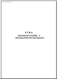 F.Y.B.A. Sociology Paper I., Foundation of Sociology
