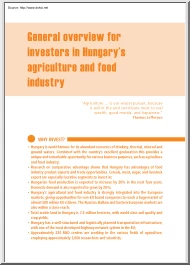 General Overview for Investors in Hungarys Agriculture and Food Industry