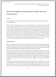 The Role of Logistics Management in Public Services, Research Plan