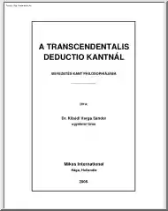 Dr. Kibédi Varga Sándor - A transcendentális deductio Kantnál