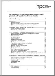 An Exploration of Quality Assurance Programmes in Professional Regulators in Ontario, Canada