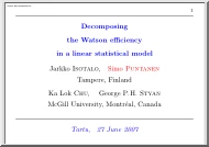 Isotalo-Puntanen - Decomposing the Watson efficiency in a linear statistical model