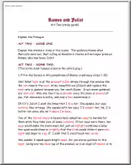 Romeo and Juliet, Act Two Study Guide